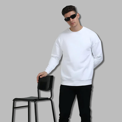 Unisex Plain Oversized Sweatshirt in White