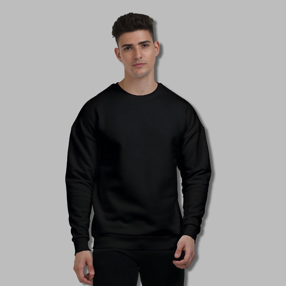 Unisex Plain Oversized Sweatshirt in Black