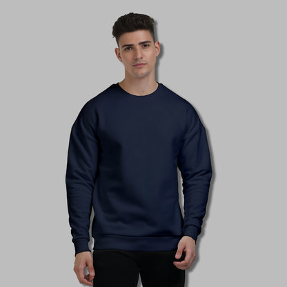 Unisex Plain Oversized Sweatshirt in Navy Blue