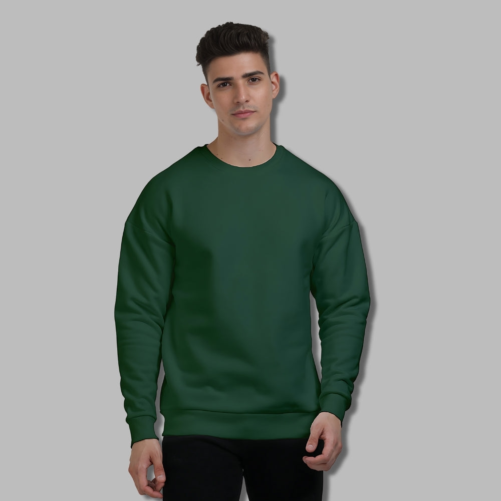 Unisex Plain Oversized Sweatshirt in Bottle green