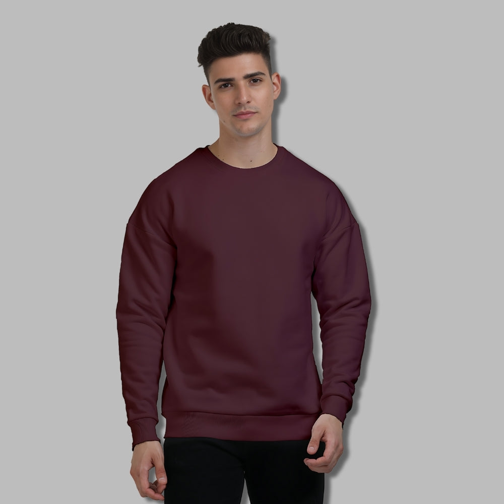 Unisex Plain Oversized Sweatshirt in Maroon
