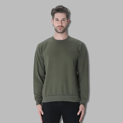Unisex Plain Sweatshirt in Olive green