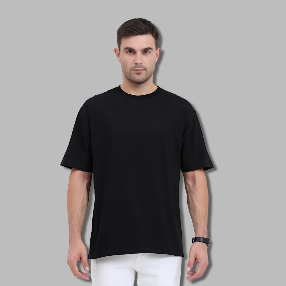 Unisex Plain Oversized T-Shirt in Black