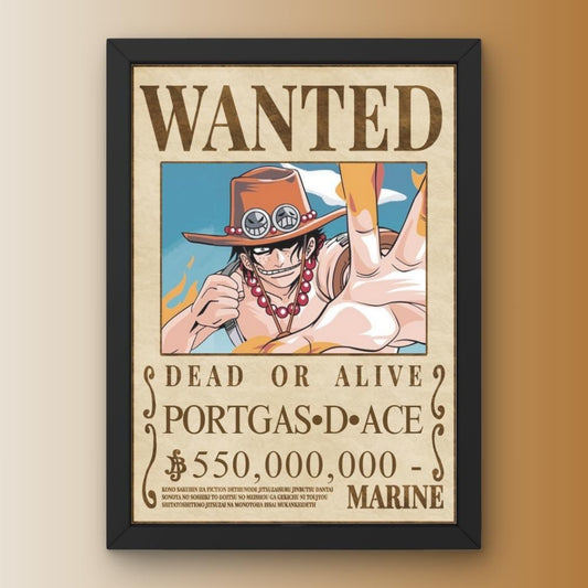 Portags D Ace Wanted Bounty Poster Framed One Piece