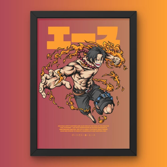 Fire Fist Ace Poster Framed One Piece