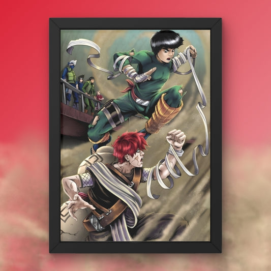 Gaara and Lee The Chunin Exams Framed Poster from Naruto Anime