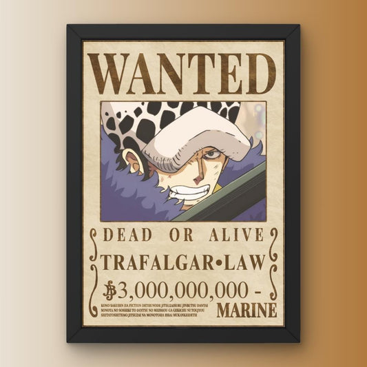 Trafalgar Law Wanted Bounty Poster Framed One Piece