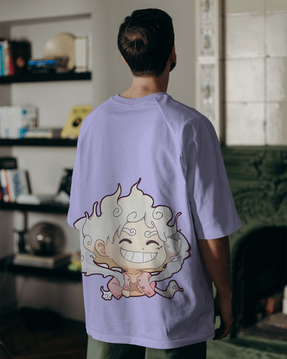 One Piece Monkey D Luffy Laughing Nika Lavender Oversized Tshirt