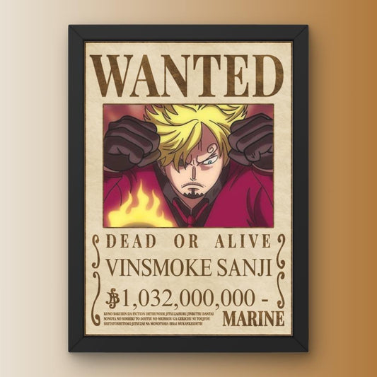 Vinsmoke Sanji Wanted Bounty Poster Framed One Piece