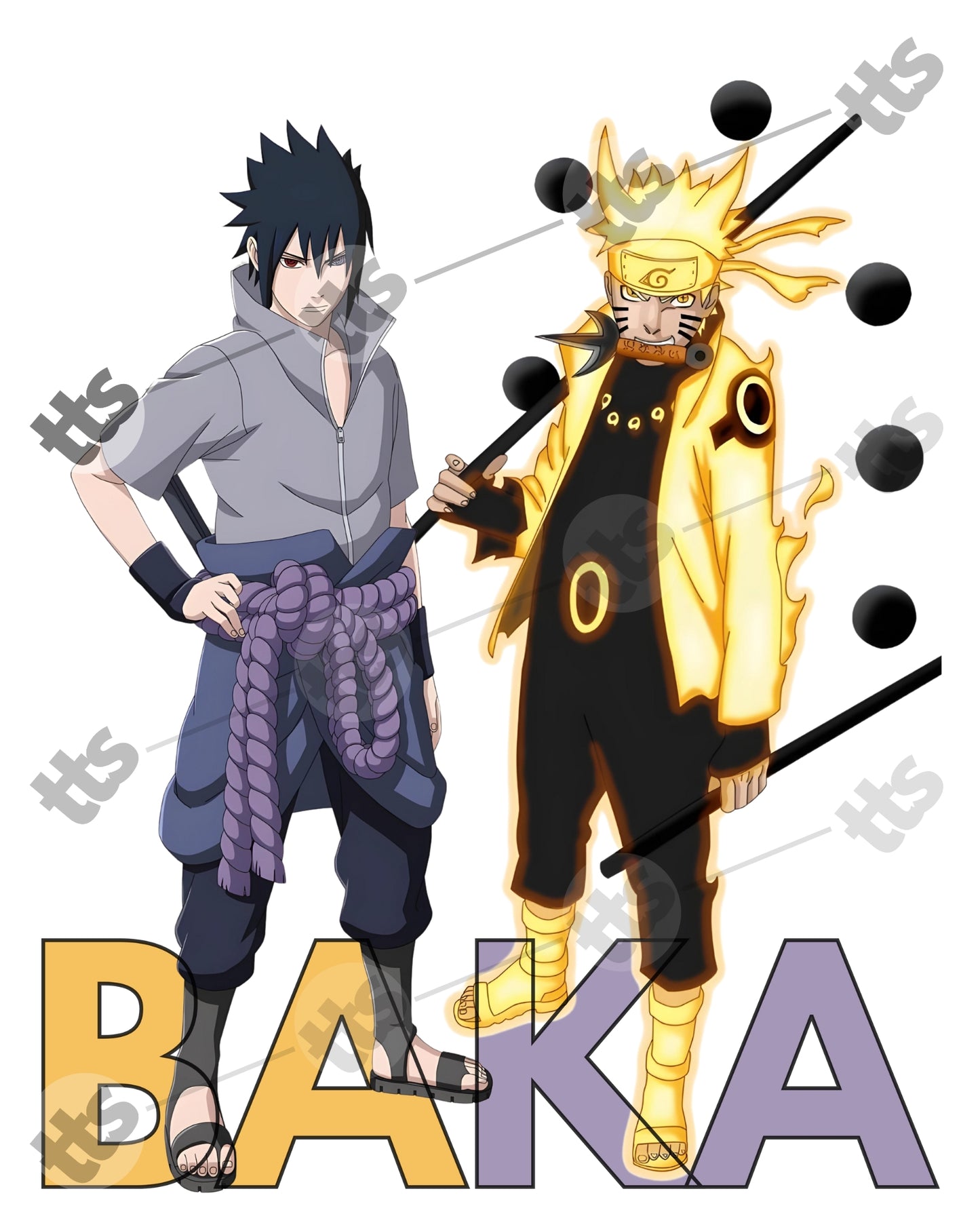 Naruto and Sasuke Baka Oversized Tshirt Design