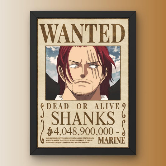 Shanks Wanted Bounty Poster Framed One Piece