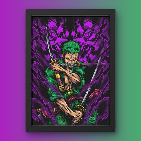 Roronoa Zoro 3 Sword Style Poster Framed One Piece