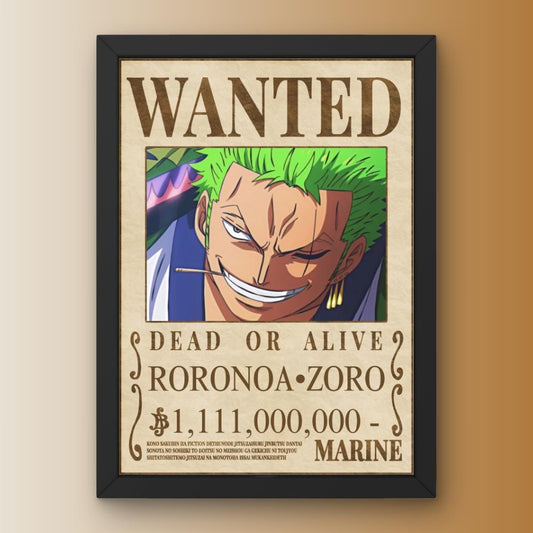 Roronoa Zoro Wanted Bounty Poster Framed One Piece